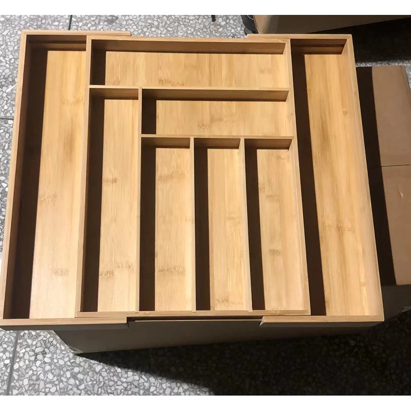 Multifunctional Expandable Premium Bamboo Kitchen Utensil Cutlery Silverware Drawer Holder Storage Organizer Tray