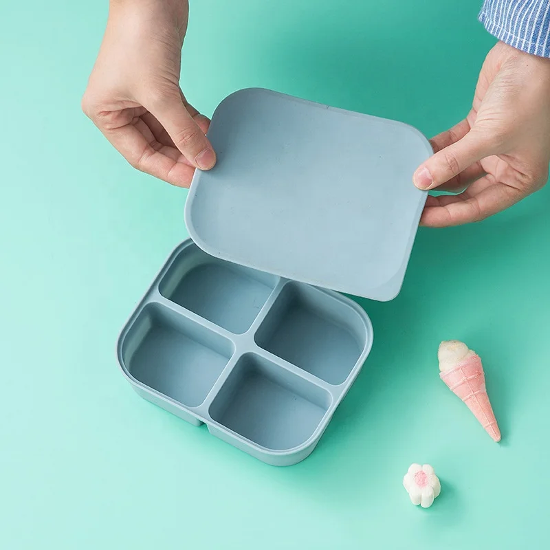 Wholesales BPA Free Safe Baby Food Storage Containers Food Grade Soft Silicone Freezer Ice Cube Tray With Silicone Lid