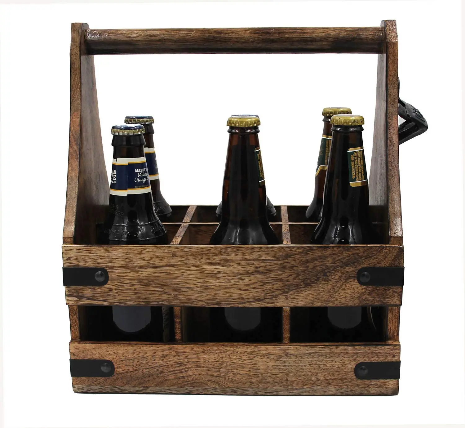 Beverage Carrier Wooden Beer Caddy Carrier Wood Beer Basket Pine Wood Beer Bottle with Handle Wholesale Manufacturer Exporter