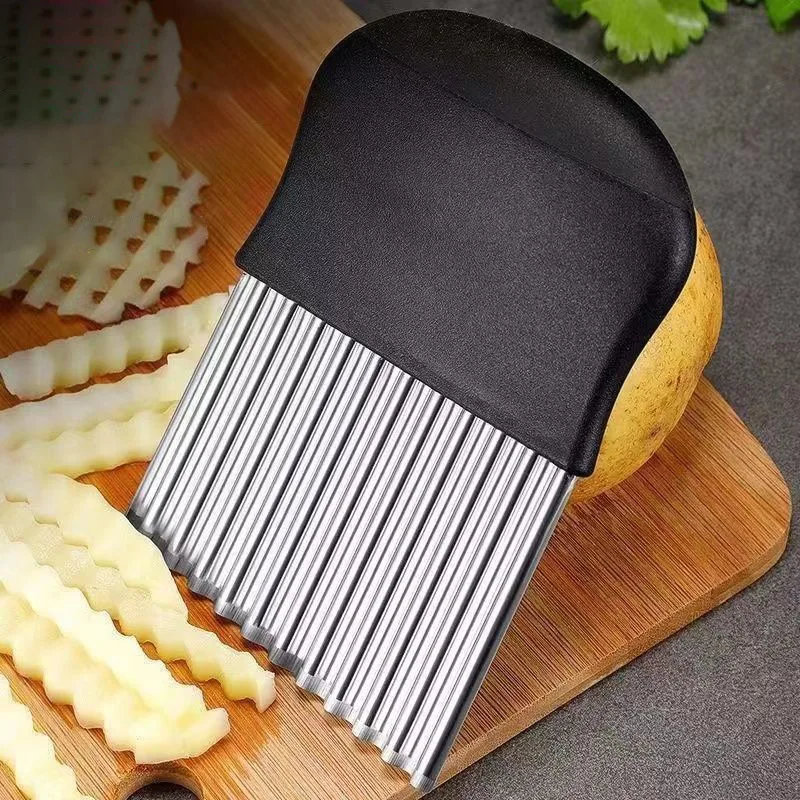Fries Slicer Crinkle Cutter for Chips and Vegetables Wave Shape Knife Stainless Steel Potato Knife Household Vegetable Cutter