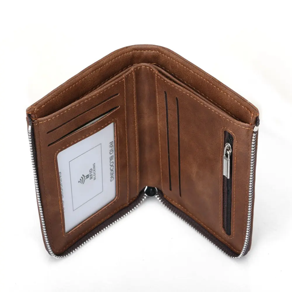 Wholesale  Multi Card Holder Purse RFID Leather Zipper Wallet for Men