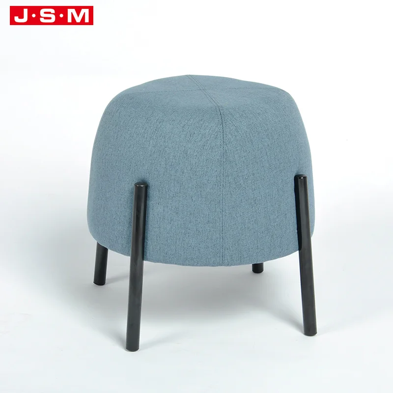 Nordic Wood Empire Lounge Velvet Round Chair Footstool Furniture Ottoman For Living Room