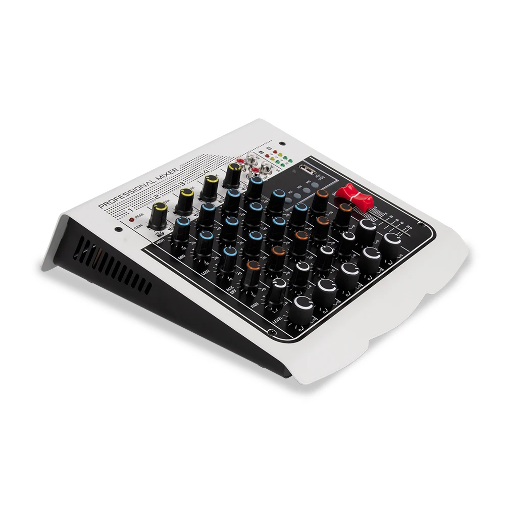 Professional USB Bluetooth Interface Console, Audio Mixer, Reverb Delay Effect, 6 Channel Sound Mixer MIX400