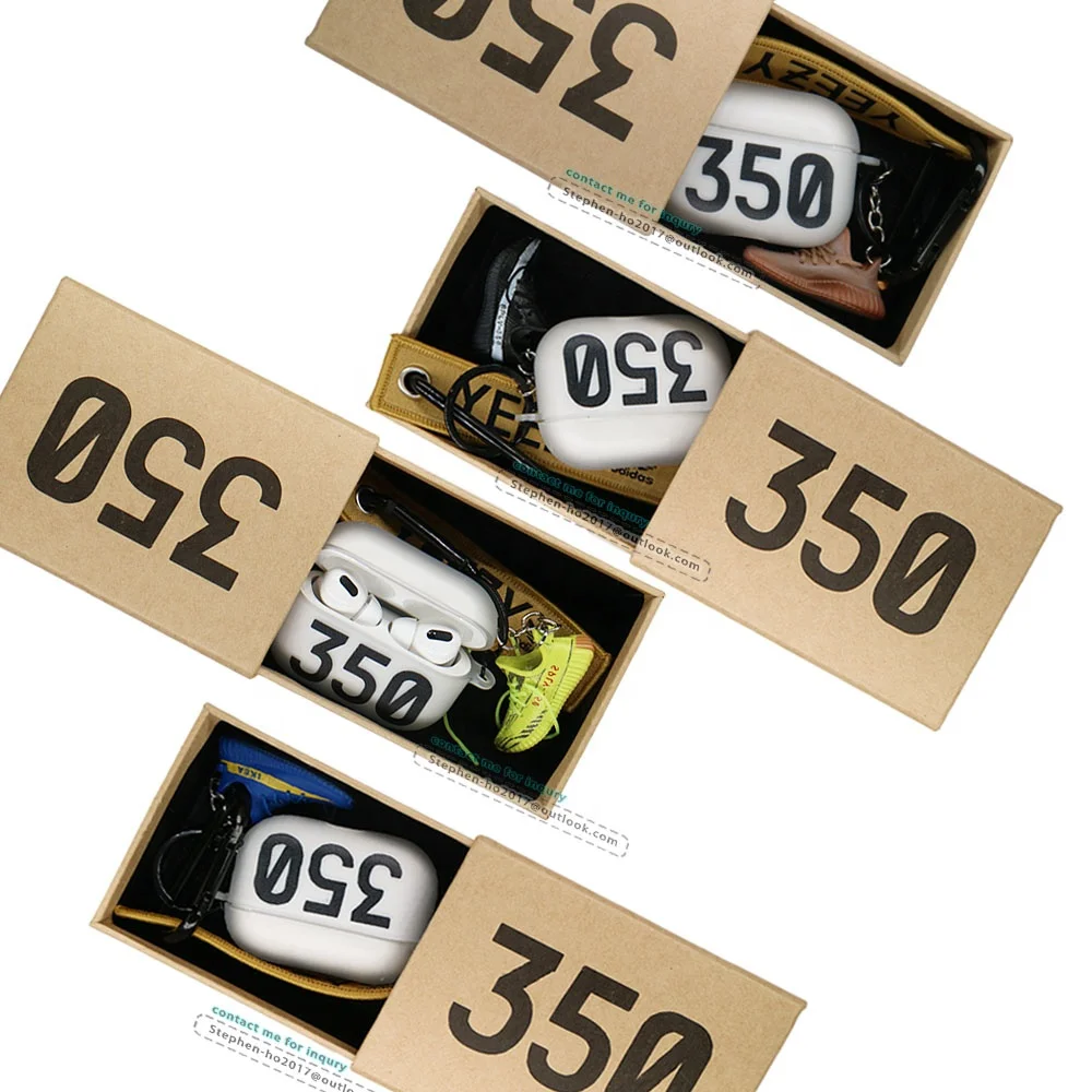 
2020 New cases used for airpods pro 2 with yeezy sneaker keychain retail gift case cover box packaging set of 3pcs 