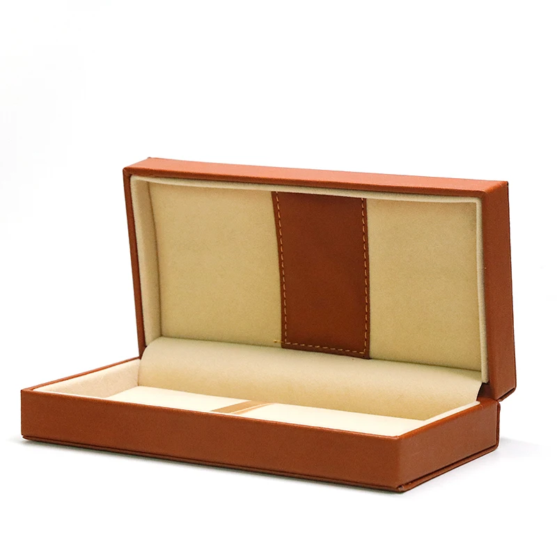 luxury pu leather sewing gift pen case box brown black soft flannelette rectangular high-grade gift packaging box