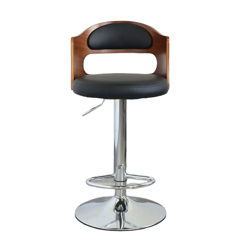 Lift Adjustable Padded Swivel Seat Leather Counter Height Bar Chair Stool with Backrest