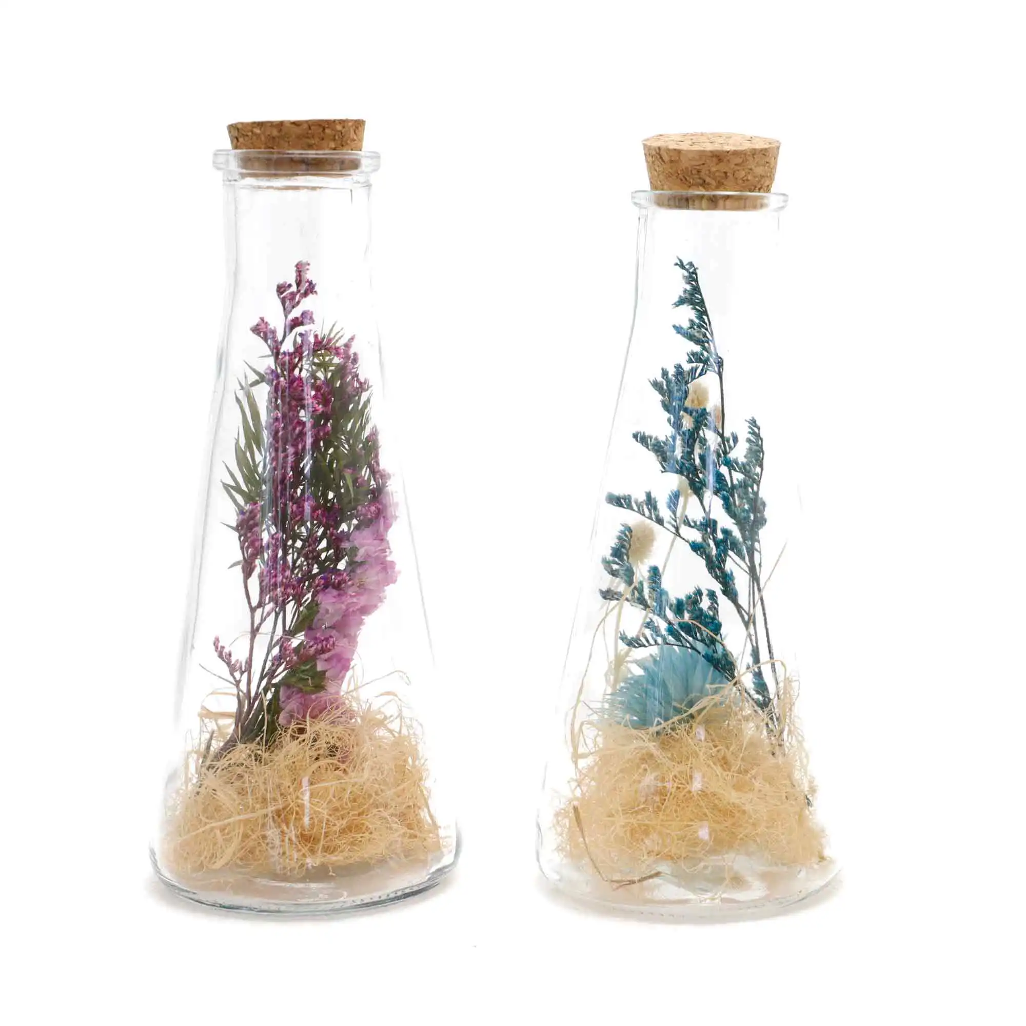 Wholesale Home Wedding Artificial Flowers Wishing Bottle Preserved Natural Dried Flowers for Gift Packing in Glass Jar