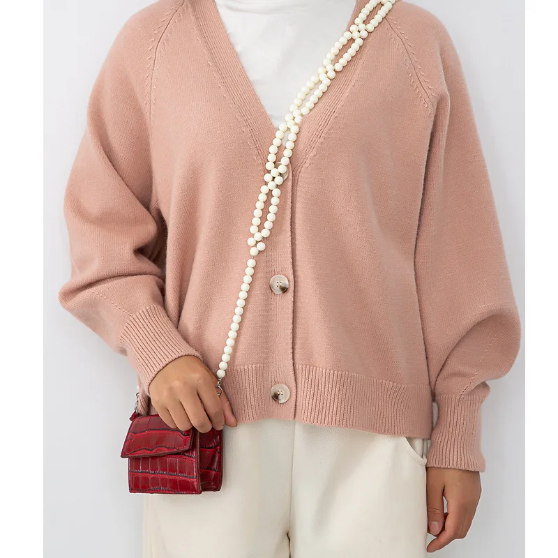 REWIN Trendy 10mm Cream Woven Beads Purse Handle Acrylic Cross Body Handbag Chain for Bags Replacement