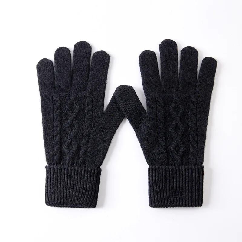 Premium Pure Wool Knitted Gloves With Jacquard Pattern For Women