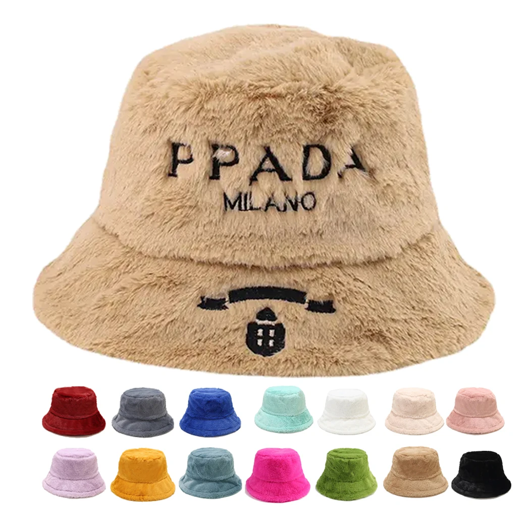 Женская зимняя ветрозащитная мягкая теплая Панама с индивидуальной вышивкой однотонная изготовленная на заказ Пушистая