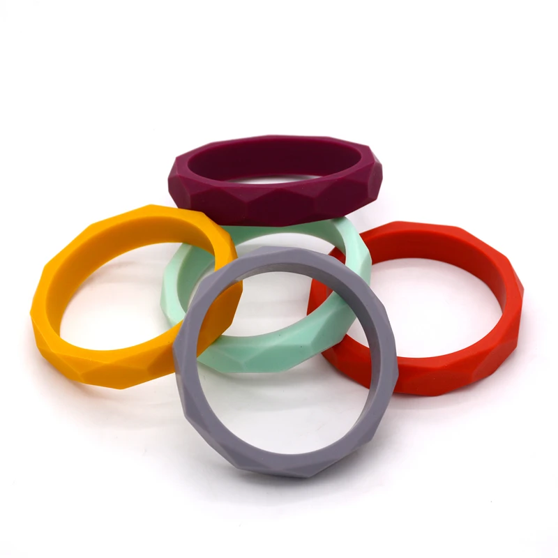 BPA Free Custom Colors Teething Bangle Silicone Bracelet  For Jewelry