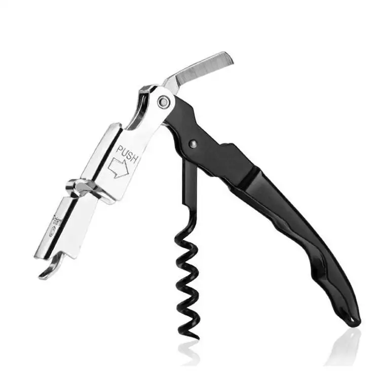 Custom Hight Quality Stainless Steel Red Wine Corkscrew Black Corkscrew Wine Opener