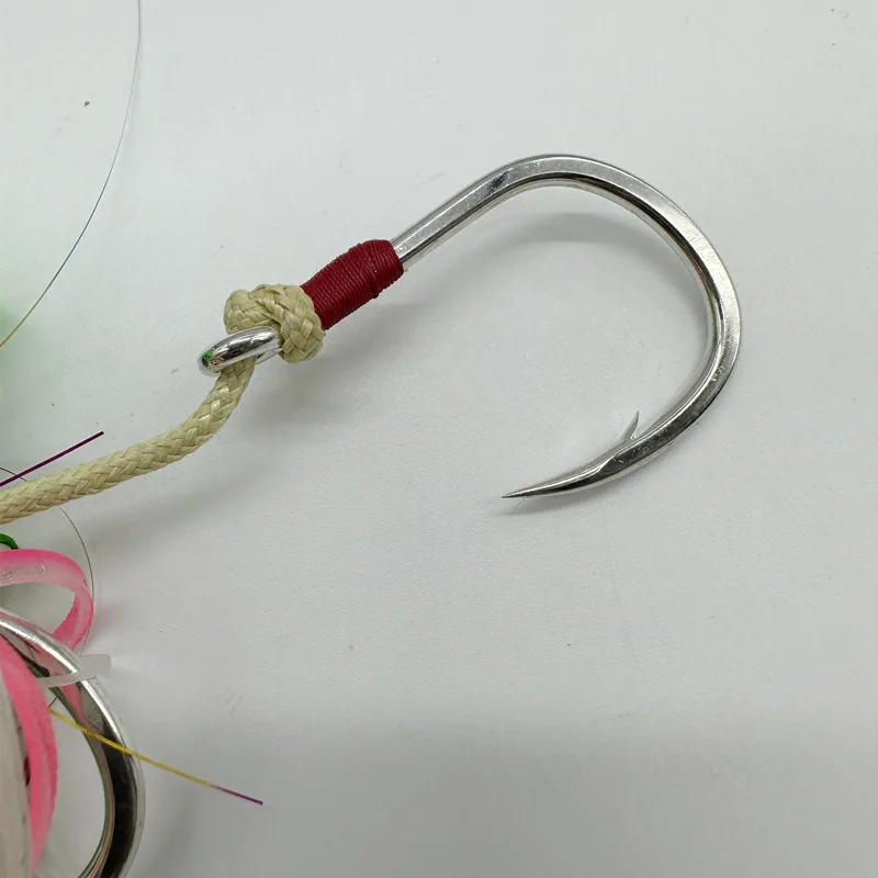 OEM 1/0-5/0# bionic squid skewer hooks luminous double jig hook with squid skirt saltwater double assist octopus jigging hook