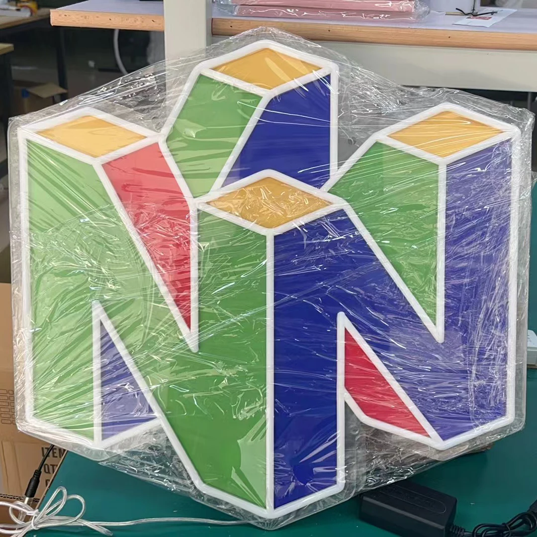 Nintendo Design Led Neon Sign 12.2in 64 Logo Neon Light Lamp Sign With Uv Printing Decor Night Light For Wall Decor