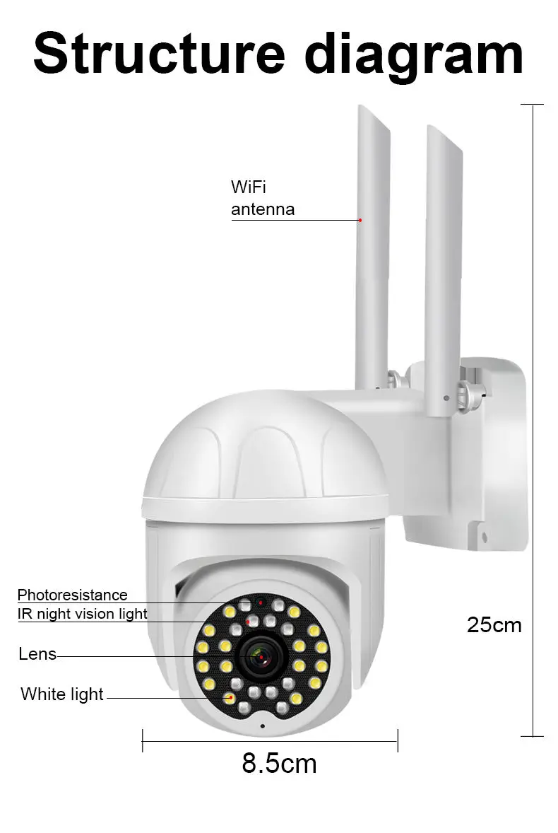 2MP CCTV Color IR Light Audio Security Surveillance Camera YooSee 1080P HD 4X Zoom PTZ IP Camera WiFi Outdoor