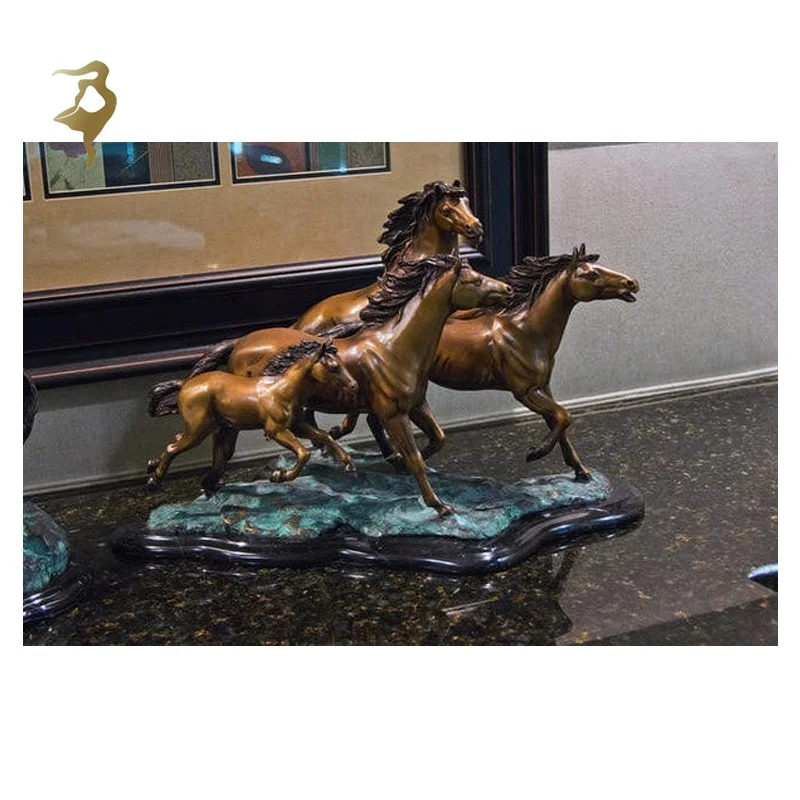 Abstract Art of Bronze horse head table base Sculpture Home Decor