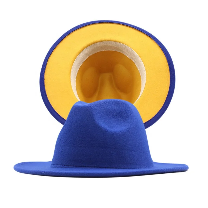 
New Amazon Fashion Double-sided Flat brim Jazz Hat Unisex Polyester Fedora Hat 
