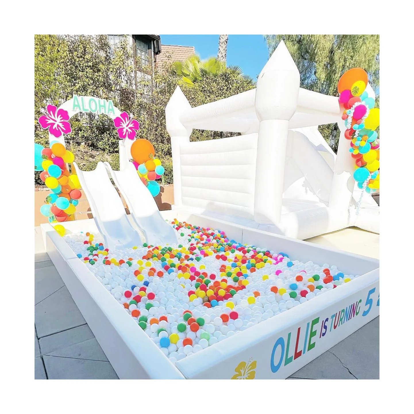 All White Customized Outdoor kids amusement park bouncy castle soft play ball pit toy inflatable bouncer bounce house