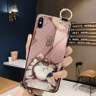 Simple cartoon creative phone case wristband TPU phone accessories embossed painted custom phone case