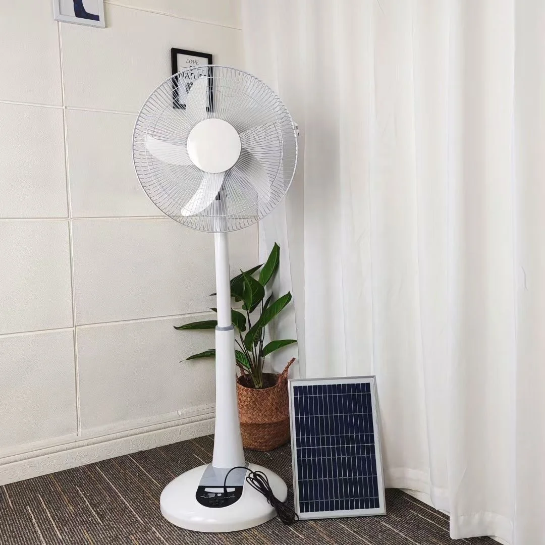 Best Selling 16Inch LED Light Solar Fan AC DC Home Floor Stand Fan 12V All Copper Motor