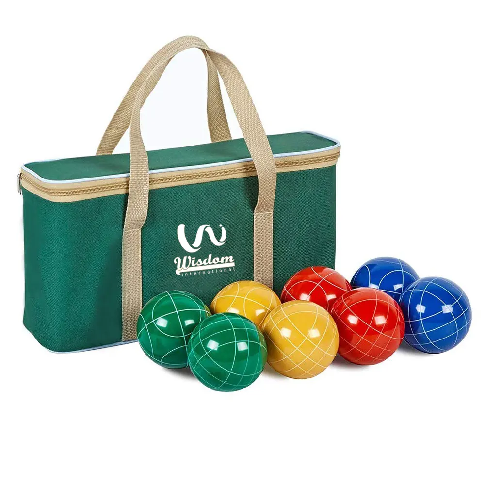 Boccia Ball Set Outdoor Family Bocce Game For Backyard Lawn Beach Set of 8 Poly Resin Balls & 1 Pallino & Nylon Carrying Case