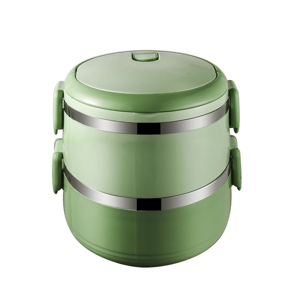 Round 3 Layers Stackable Stainless Steel Hot Lunch Box Food Storage Containers Tiffin Carrier Box