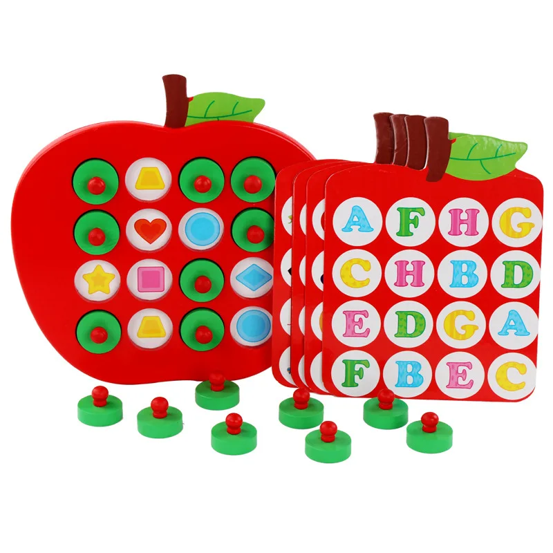 Kids Wooden Memory Match Chess Game Red Apple Early Memory Game Chess