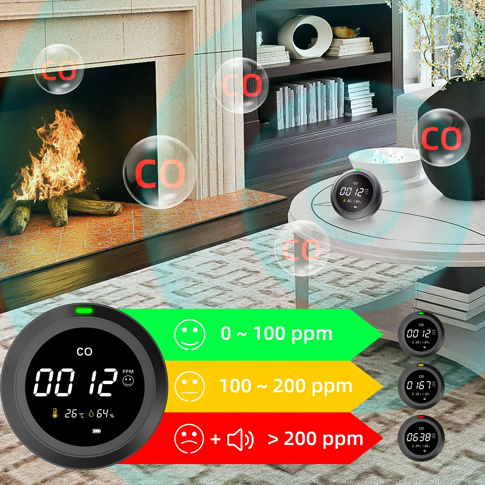 Best Seller OEM ODM Home Security LCD Carbon Monoxide Detector CO Alarm Carbon Monoxide Alarms