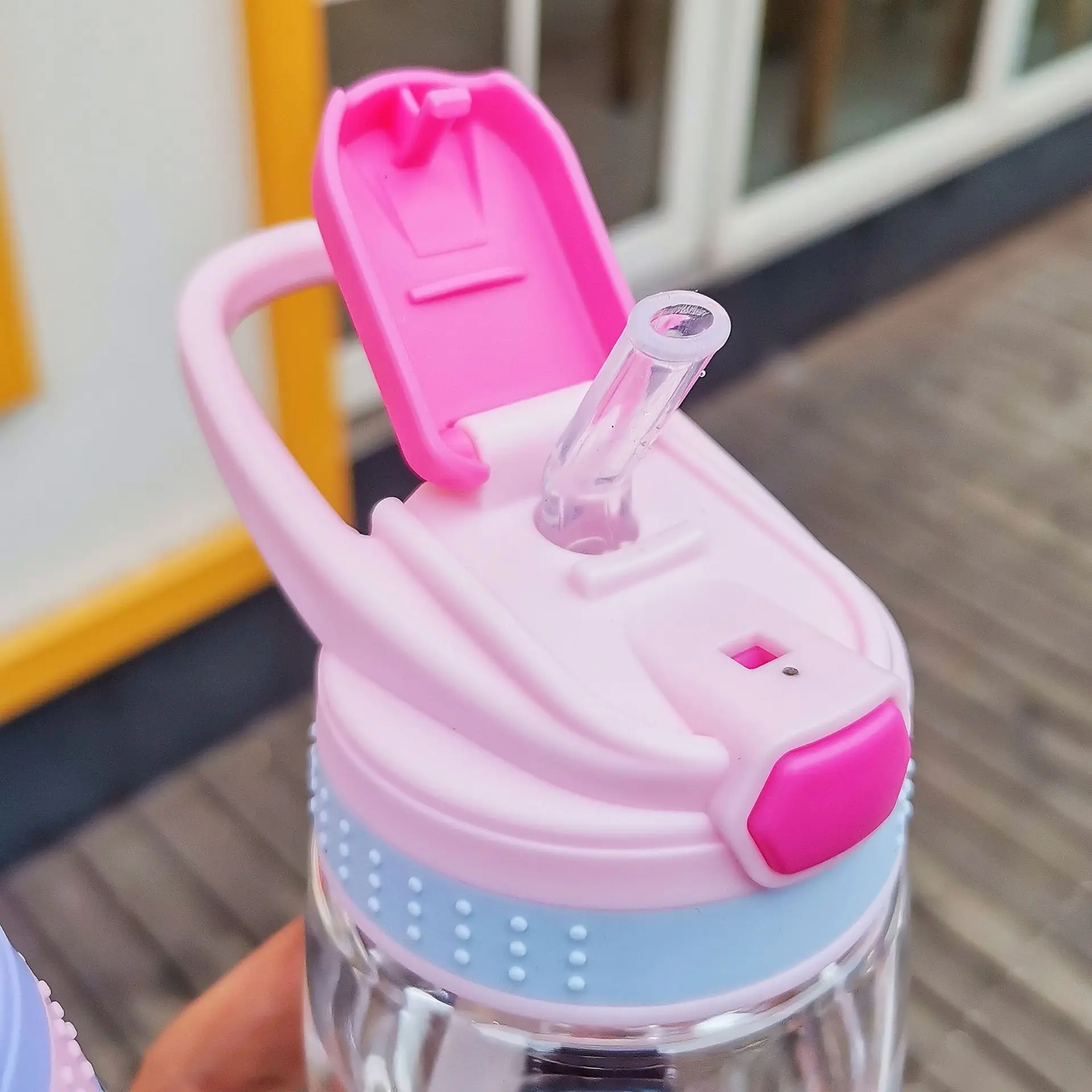 2023 promotional gift kawaii plastic kids water bottle with straw cute printing children drink water bottle