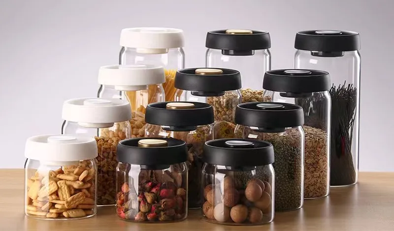 30 унций 40 60 вакуумная стеклянная герметичная банка прозрачная для хранения с высоким содержанием боросиликатного стекла емкость кофейных зерен