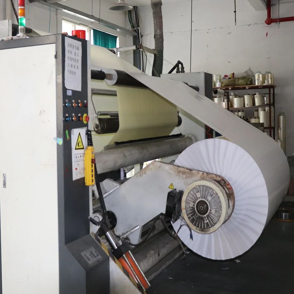 Premium  Slitting Semi glossy Paper Self Adhesive  Yellow Liner Jumbo Rolls 1530mmx6000meters