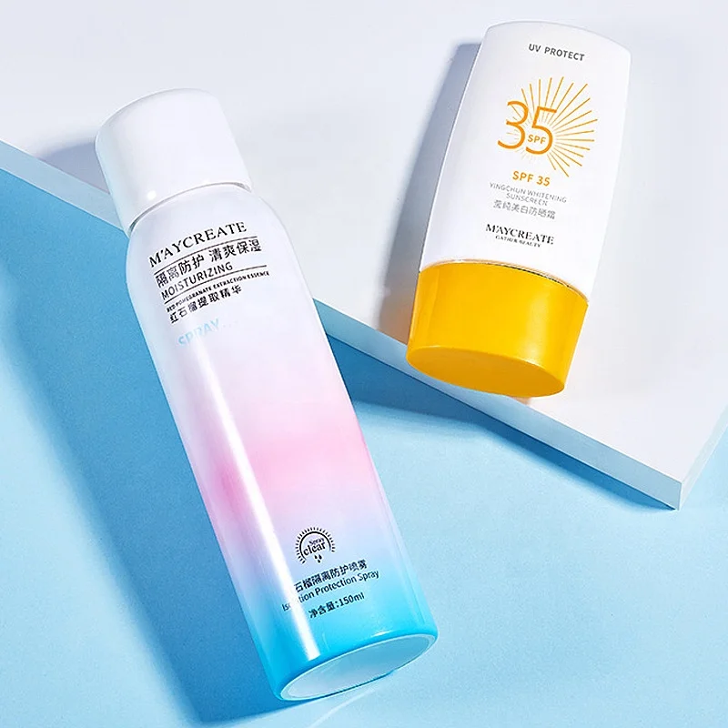 Private Label SPF35+ Isolating Waterproof Long Lasting Sunscreen Whitening Face Cream Brightening sunscreen cream lotion