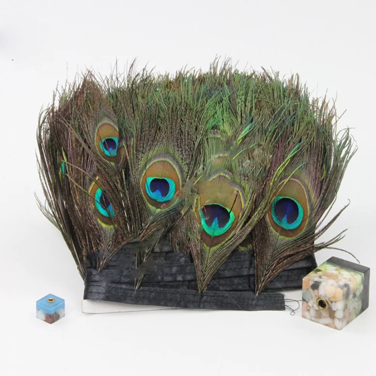 Изысканная отделка павлином, красочная отделка бахромой и перьями, 11 ярдов