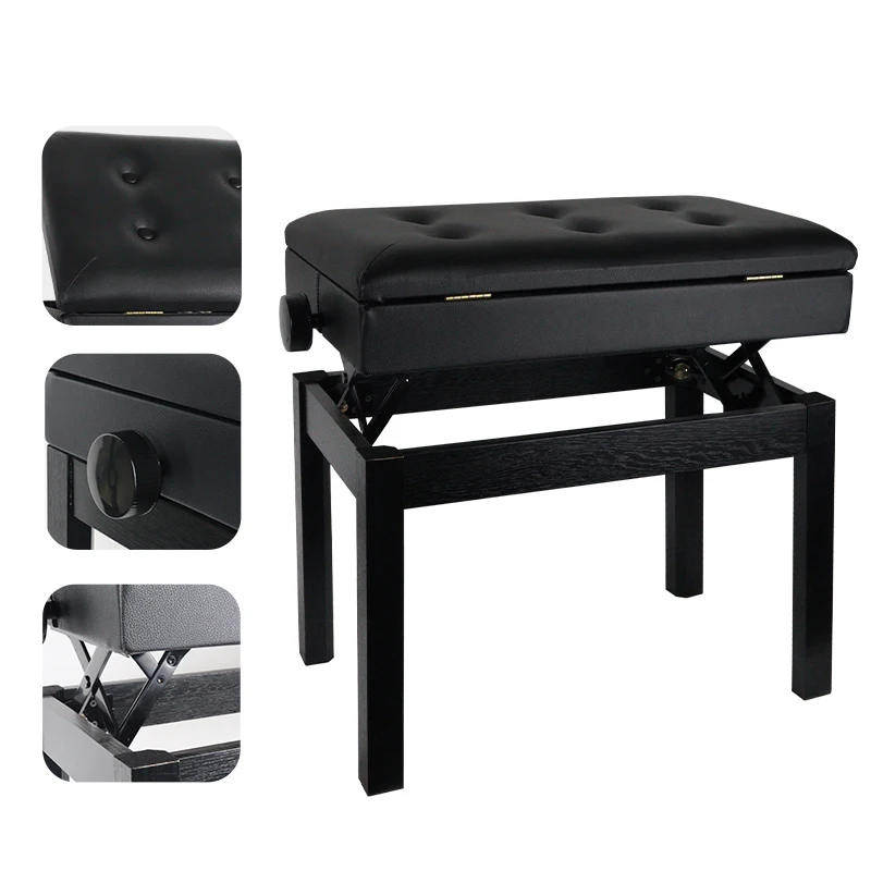 CT-509 Modern Adjustable Black Bookecase Wood Piano Bench Piano Stool Piano Chair