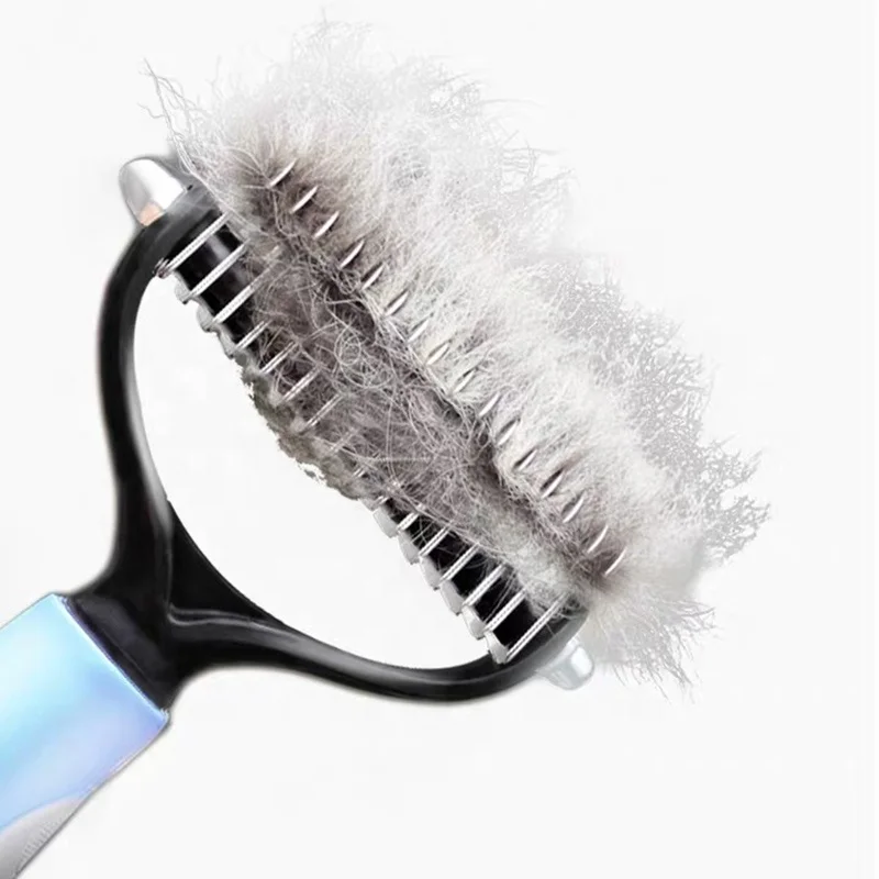  Нержавеющая сталь Двусторонняя открыть pet deshedding инструмент dematting меха