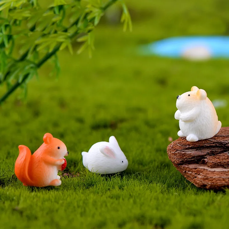 miniature hamster squirrel mouse snail rabbit duck resin garden decoration mini forest farm animal micro landscape accessories
