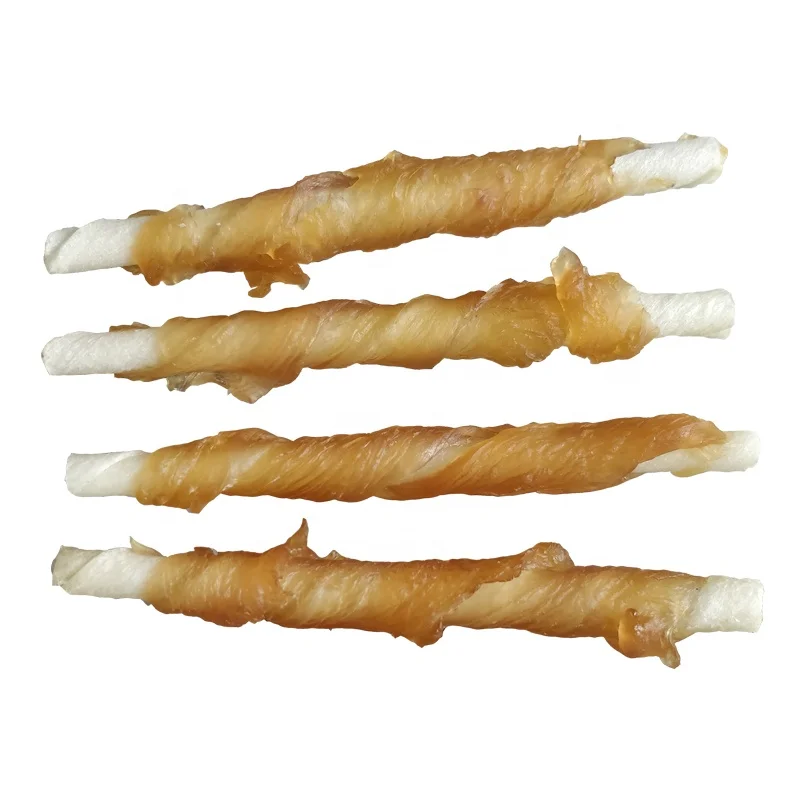 Crystal  chicken wrap rawhide twist pet treat