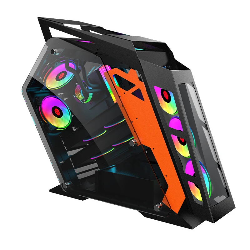 Bulk OEM and Cheap Price Glass Side Through gamer case with light board cafe