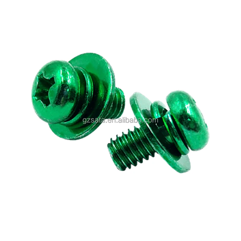 Green Zinc Plated Sems Screws