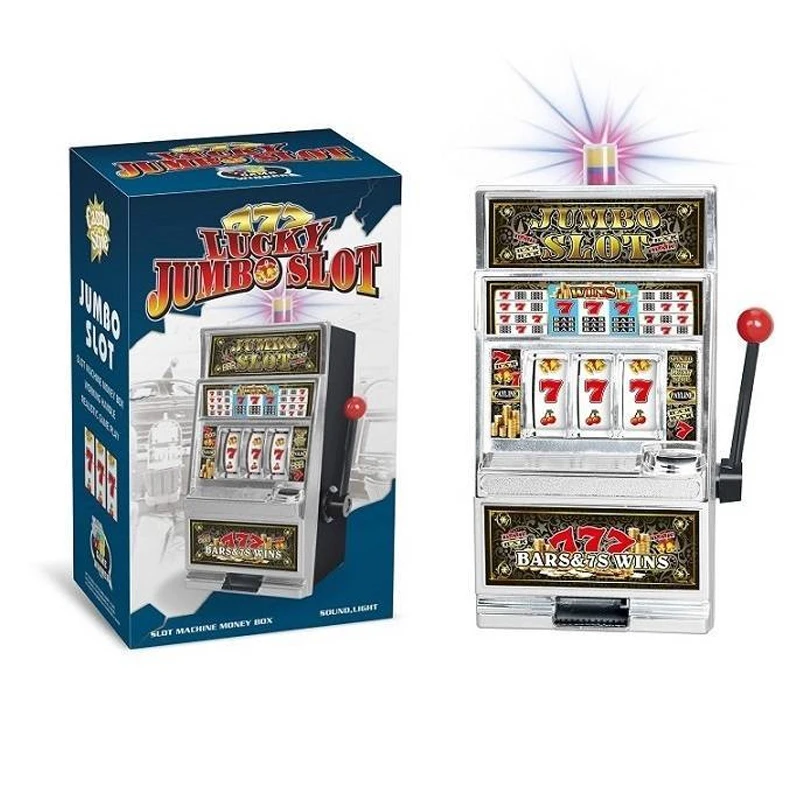 Lucky Sevens Jumbo Slot Machine Casino Toy Piggy Bank Jumping Flash Light Jackpot Sound Entertainment GLOBAL COIN COMPATIBILITY