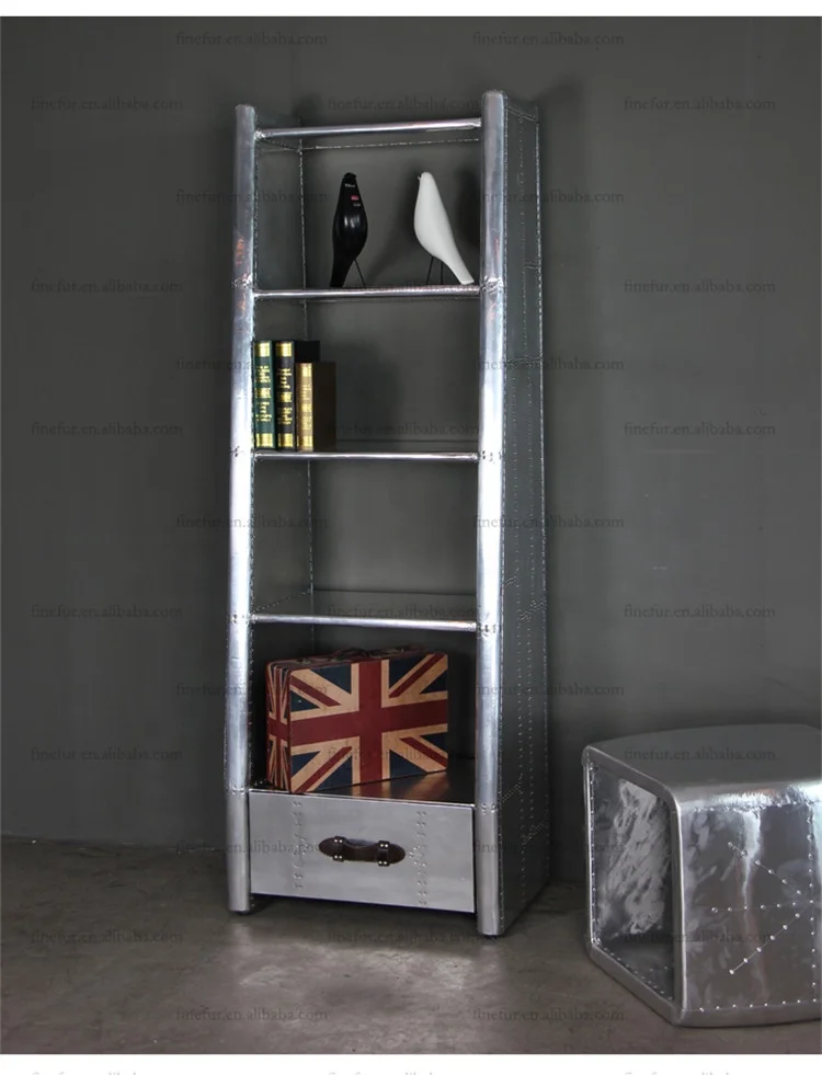 Unique Design Aluminum Sheet MDF Frame Wooden Library Bookshelf