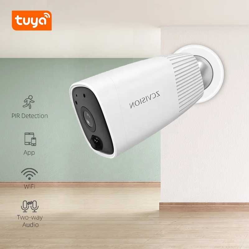 ZCVISION Smart Battery Camera Tuya Wireless Rechargeable Low Consumption PIR Motion Detection two-way Audio for Home Security