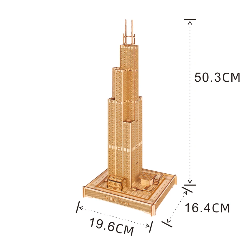 Funny House DIY Educational Wooden WILLIS TOWER Toys For Kids Playing/Training