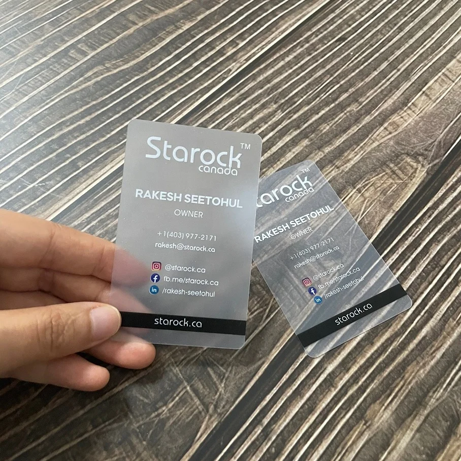 Custom Printed Logo Luxury Hard Frost Clear PVC Business Visiting Plastic Card