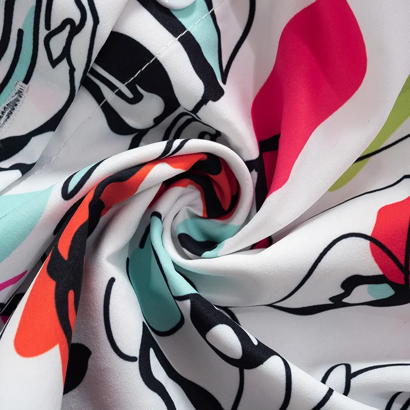 Womens Tops Streetwear Printed Turn Down Collar Crop Top Blouses  Fashion Women Clothing Short Sleeve Summer Tops