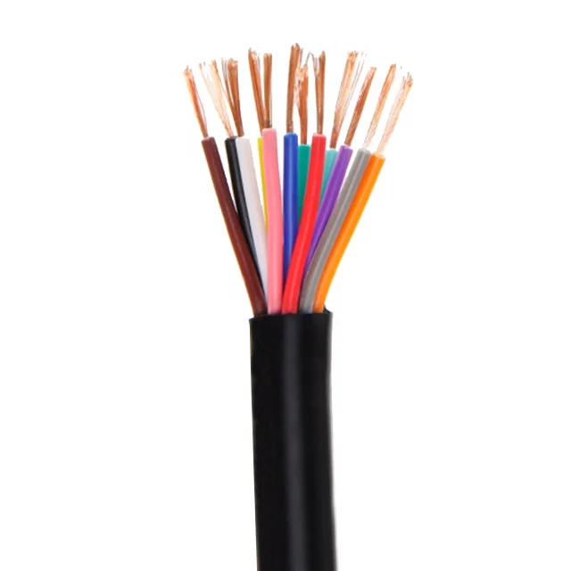 RVV 0.75mm Copper Wire Price 12 Cores Twisted Black PVC Sheathed Flexible Control Cable Coaxial Electrical cables Power Wires