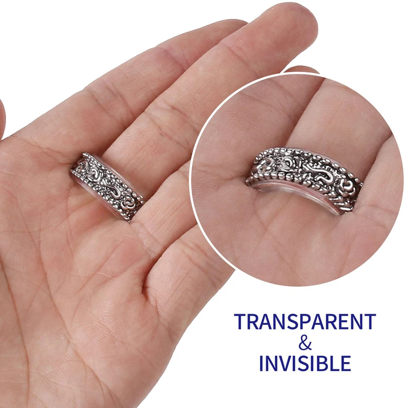 Assorted Sizes Transparent Plastic Silicone Invisible Ring Size Adjuster for Loose Wide Band Rings