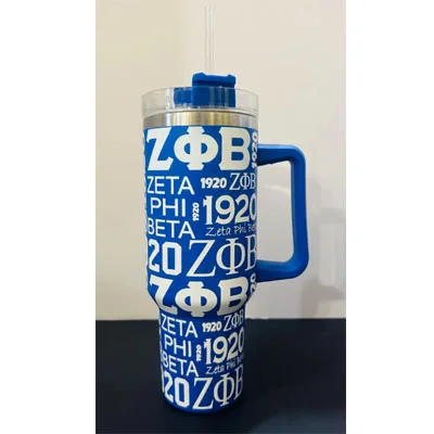 Sororities греческий красный Delta Sigma Theta 40 унций тумблер из нержавеющей стали синий Zeta Phi Beta дорожные тумблеры с ручкой и соломой