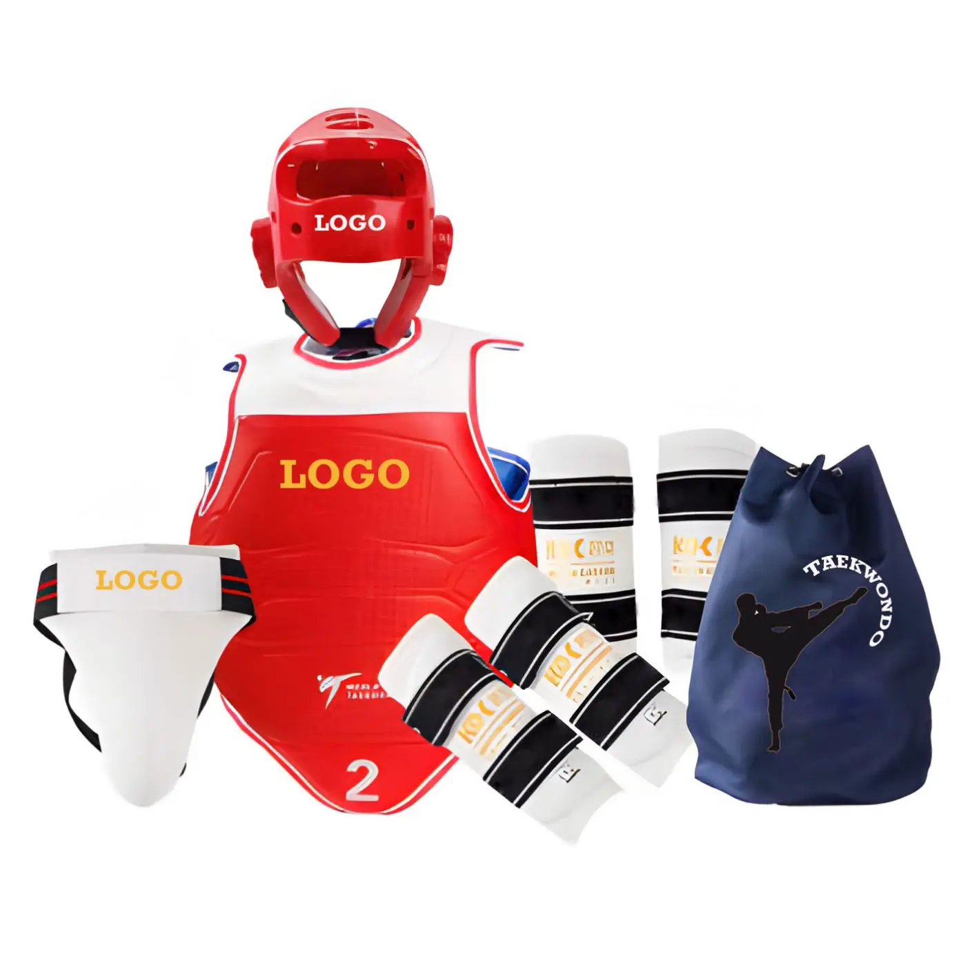 Taekwondo Protectors Headgear Arm Guard Leg & Instep Guard Chest Guard for Taekwondo Training  protective gear 6 piece set
