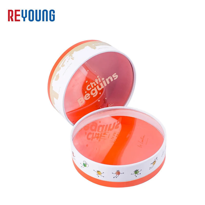 Decorative Round Flower Boxes Custom Shape logo Graduation Anniversary Cardboard Dessert Chocolate Gift Boxes With Clear Lid